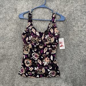 Lands End Tankini Swim Top Size 4 Floral Boho Resort Retro Beach Poolside